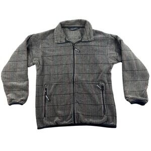 Vintage Black Diamond Fleece Jacket Men S Plaid Houndstooth Full Zip USA Made